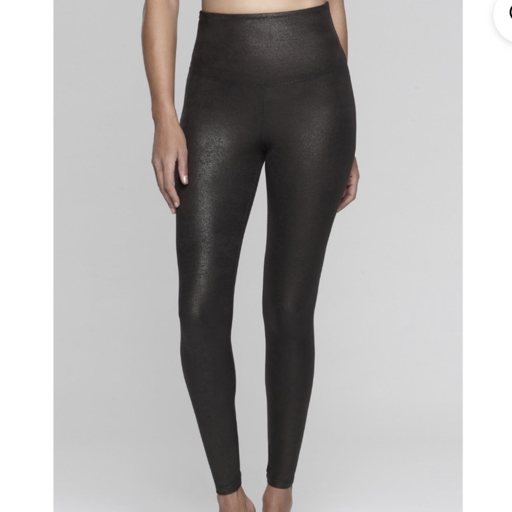 Yummie Jade Black Faux Leather Shaping Legging